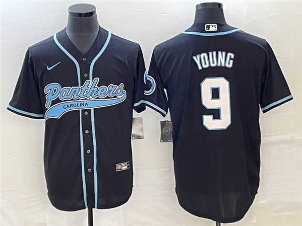 Mens Carolina Panthers #9 Bryce Young Black With Patch Cool Base Stitched Baseball Jersey->carolina panthers->NFL Jersey